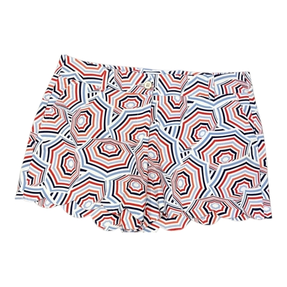 🚫 CROWN & IVY Womens Shelby Chino Shorts Blue Red Umbrella Size 8 - Picture 2 of 6